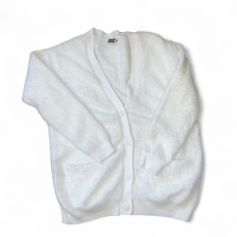 Alfani Women's White Faux Fur Cardigan SZ M